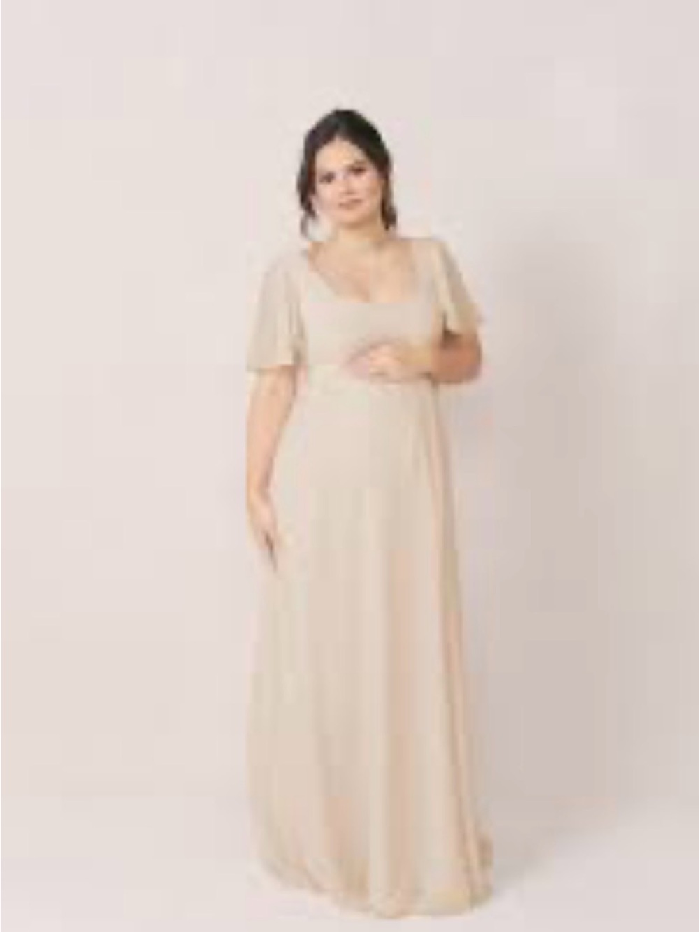 Revelry Cream Maxi Dress with Square Neck and Flutter Sleeves